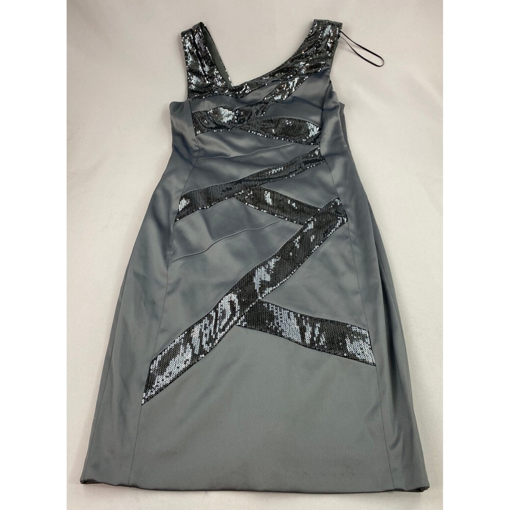 Signature by Sangria Women Black Sequin Bodycon Dress 229-0942 Gray Sz 10
